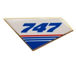 Boeing 747 Tail Blue White Badge Lapel Pin Employee Service Award Aviation Badge